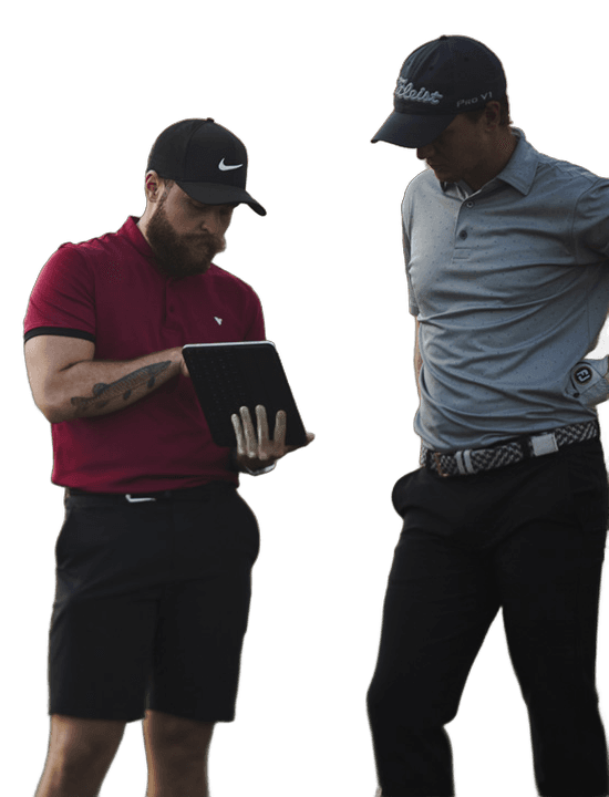 Coach reviewing Trackman data with a player